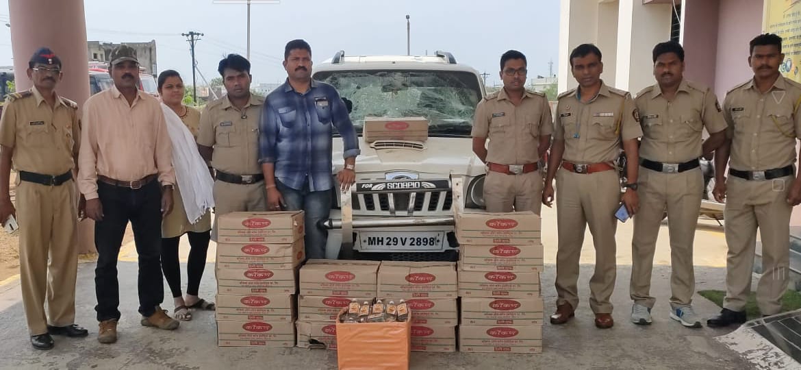 दारू साठयासह ८ लाख ७२ हजार ४०० रूपयाचा मुद्देमाल जप्त; आरोपी पसार…