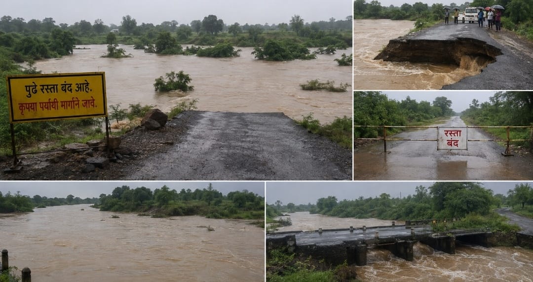 तेल्हारा तालुक्यातील जनजीवन विस्कळीत; सततच्या पावसामुळे अनेक मार्ग बंद, वाहतुकीला फटका
